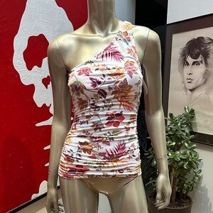 Polo by Ralph Lauren Floral One-Shoulder Swimsuit TOP - White and Multicolor